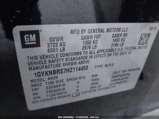 2017 CADILLAC XT5 1GYKNBRS7HZ114458 Photo 8