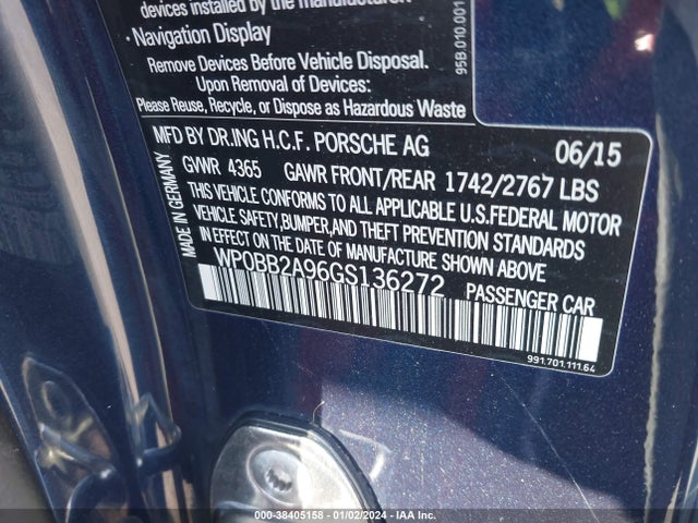 2016 PORSCHE 911 WP0BB2A96GS136272 Photo 8