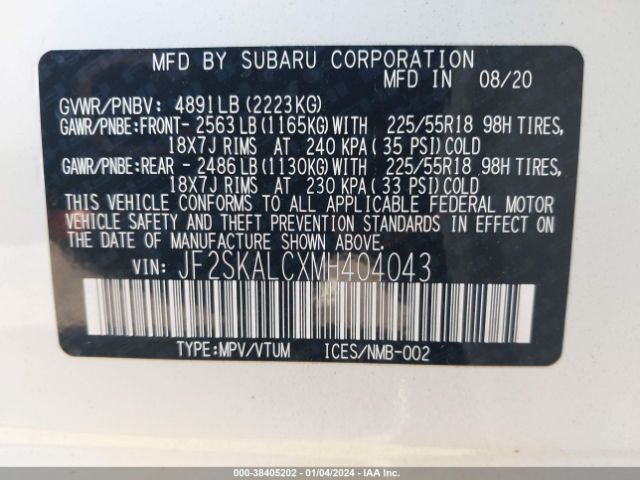 2021 SUBARU FORESTER JF2SKALCXMH404043 Photo 8