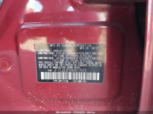 Subaru Forester 2.5i Limited 2017 JF2SJAJCXHH807693 Image 9
