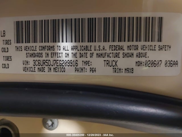 RAM 2500 Big Horn 2014 3C6UR5DJ7EG209916 Image 9
