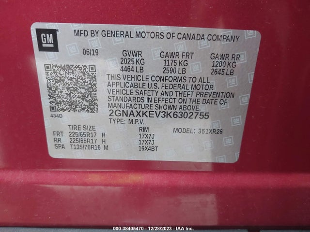 Chevrolet EQUINOX LT 2019 2GNAXKEV3K6302755 Image 9