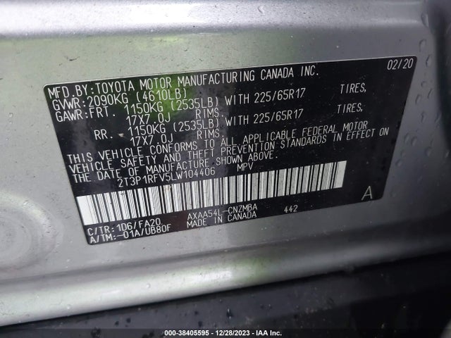 Toyota Rav4 Xle 2020 2T3P1RFV5LW104406 Image 9