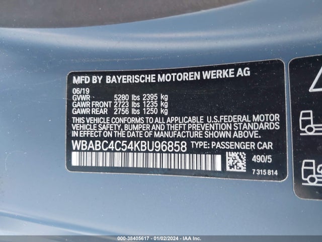 2019 BMW M850I XDRIVE VIN: WBABC4C54KBU96858
