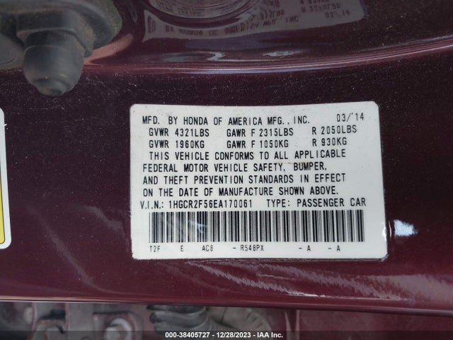 Honda Accord Sport 2014 1HGCR2F56EA170061 Image 9