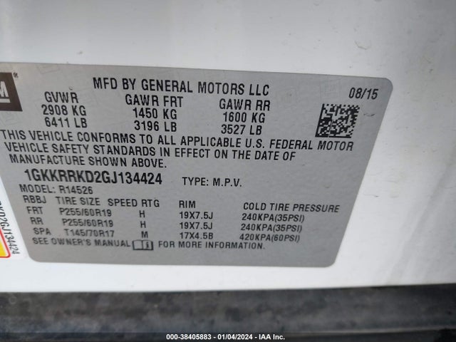 GMC Acadia Slt-1 2016 1GKKRRKD2GJ134424 Image 9