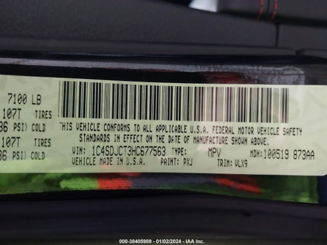1C4SDJCT3HC677563 Dodge Durango R/t Awd