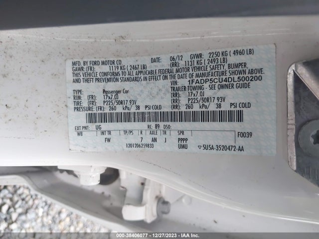 2013 FORD C-MAX ENERGI SEL VIN: 1FADP5CU4DL500200
