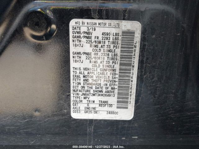 JN8AT2MT3KW264913 Nissan ROGUE SV
