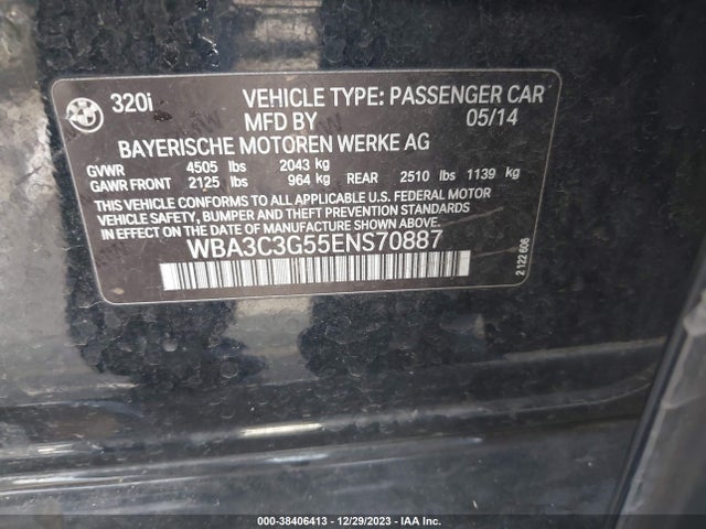 2014 BMW 320I XDRIVE VIN: WBA3C3G55ENS70887