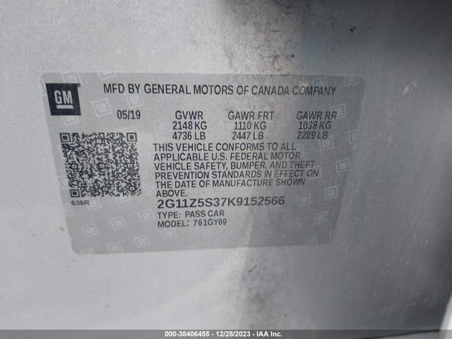 Chevrolet IMPALA LT 2019 2G11Z5S37K9152566 Image 9