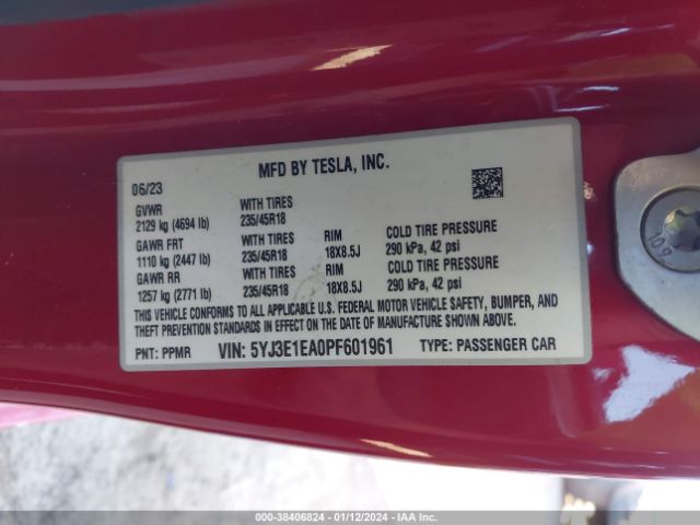 2023 TESLA MODEL 3 5YJ3E1EA0PF601961 Photo 8