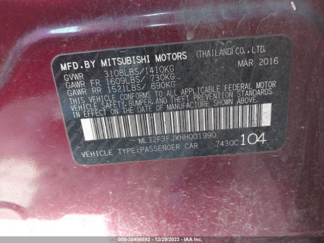 ML32F3FJXHH001990 Mitsubishi Mirage G4 Es
