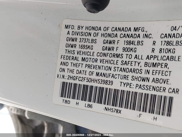 Honda Civic Lx 2017 2HGFC2F50HH539839 Image 9