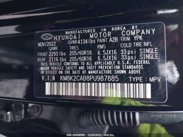 KM8K2CAB8PU987885 Hyundai Kona Se