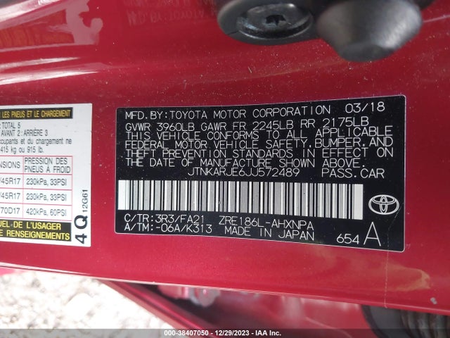 Toyota COROLLA IM 2018 JTNKARJE6JJ572489 Image 9