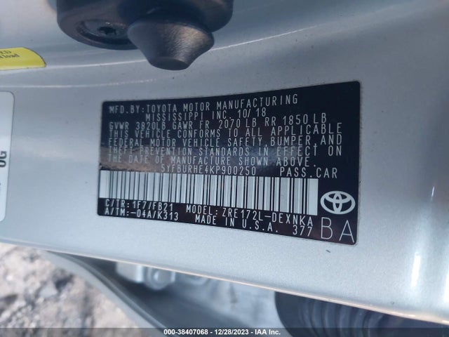 Toyota COROLLA LE 2019 5YFBURHE4KP900250 Image 9
