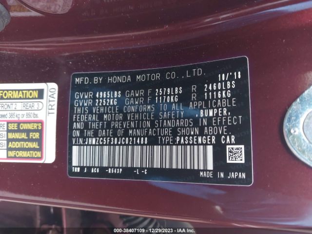 JHMZC5F30JC021488 Honda Clarity Plug-in Hybrid Touring
