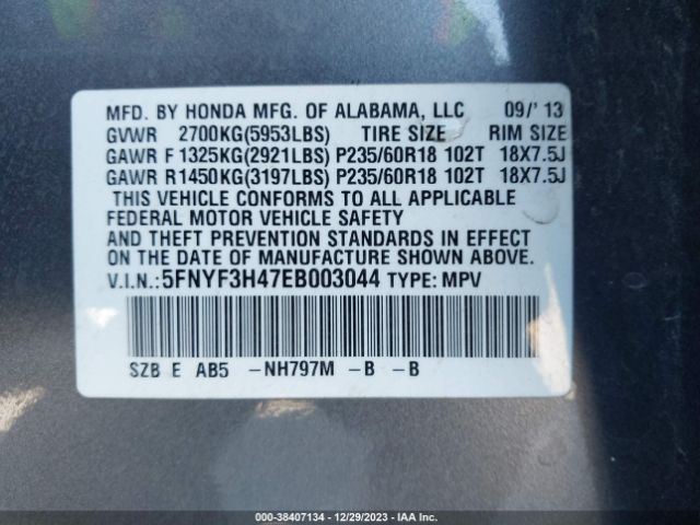 5FNYF3H47EB003044 Honda Pilot Ex
