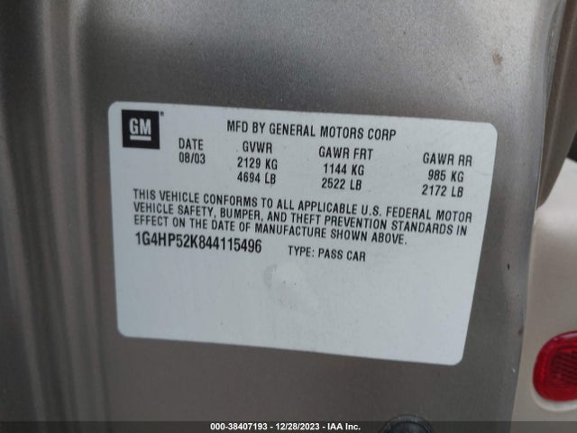 2004 BUICK LESABRE CUSTOM VIN: 1G4HP52K844115496
