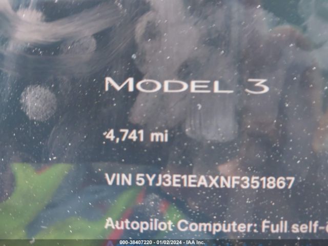 5YJ3E1EAXNF351867 Tesla Model 3 Rear-wheel Drive