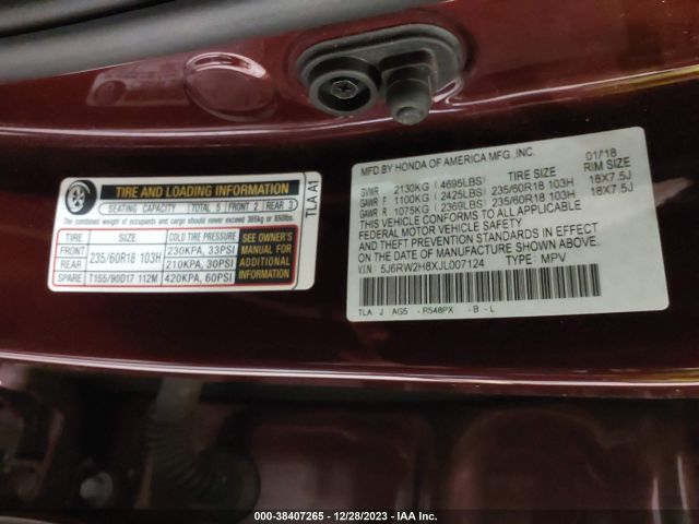 5J6RW2H8XJL007124 Honda Cr-v Ex-l/ex-l Navi