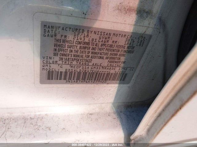 Nissan SENTRA SV 2019 3N1AB7AP6KY279422 Image 9