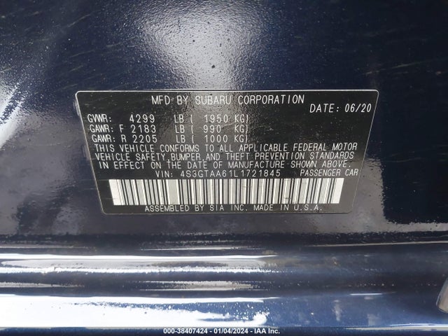 Subaru Impreza 5-door 2020 4S3GTAA61L1721845 Image 9