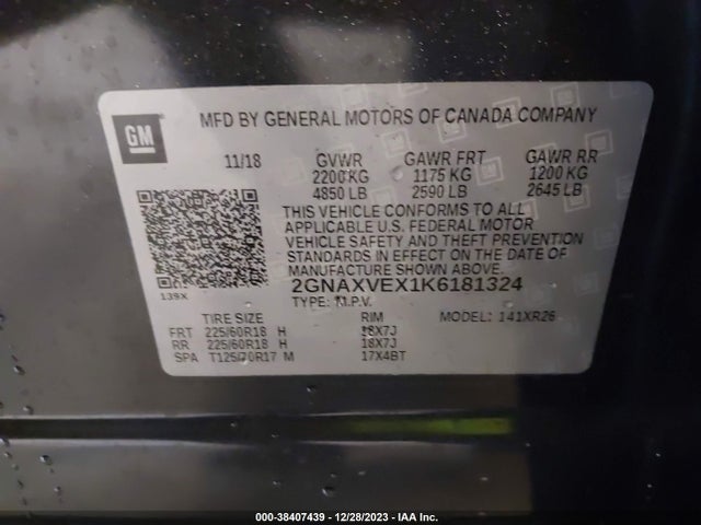 Chevrolet EQUINOX LT 2019 2GNAXVEX1K6181324 Image 9