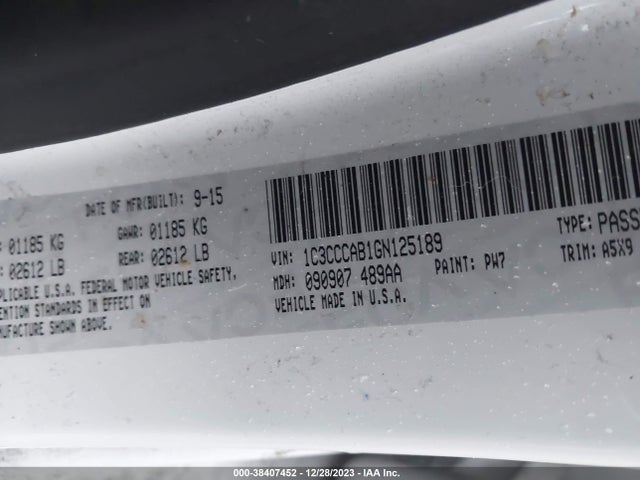 1C3CCCAB1GN125189 Chrysler 200 Limited
