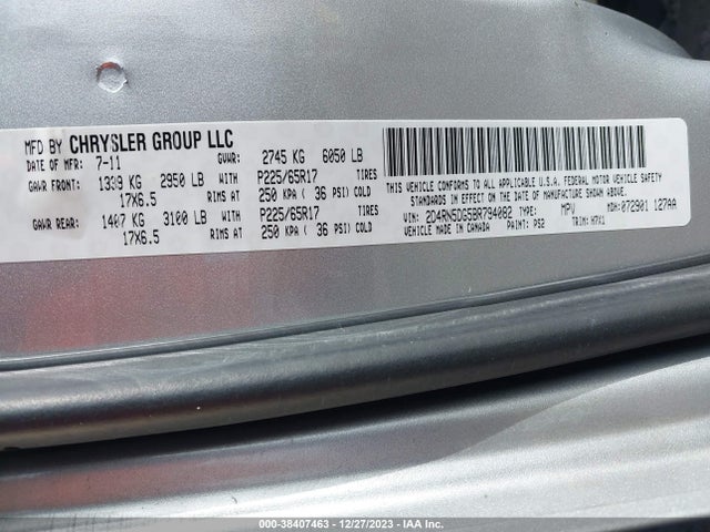 2011 DODGE GRAND CARAVAN CREW VIN: 2D4RN5DG5BR794082
