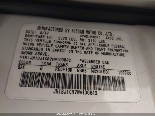JN1BJ1CR7HW100842 Nissan Rogue Sport Sv