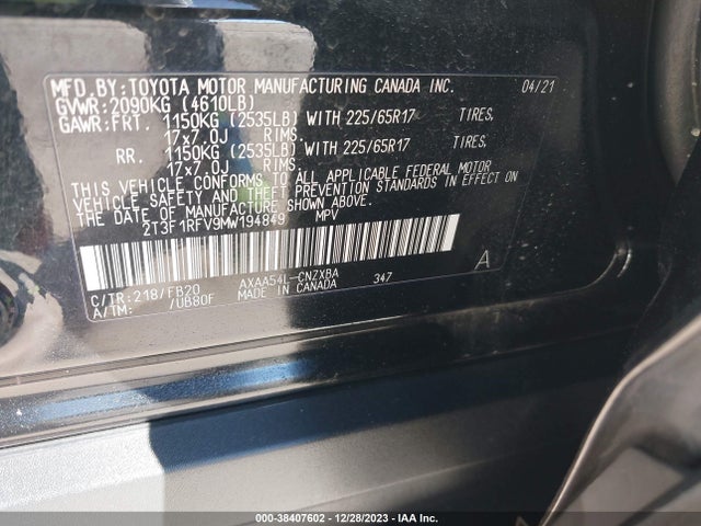 Toyota RAV4 LE 2021 2T3F1RFV9MW194849 Image 9