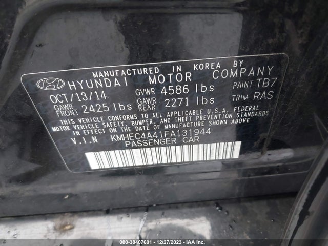 2015 HYUNDAI SONATA HYBRID VIN: KMHEC4A41FA131944