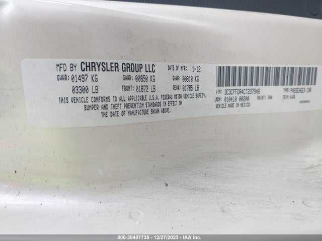 2012 FIAT 500C 3C3CFFDR4CT237948 Photo 8