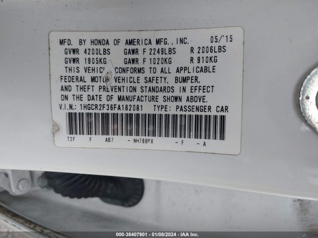 Honda ACCORD LX 2015 1HGCR2F36FA182081 Image 9