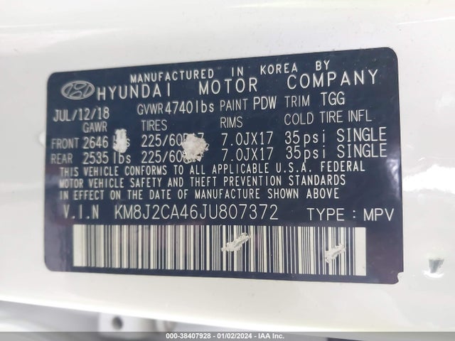 Hyundai TUCSON SE 2018 KM8J2CA46JU807372 Image 9