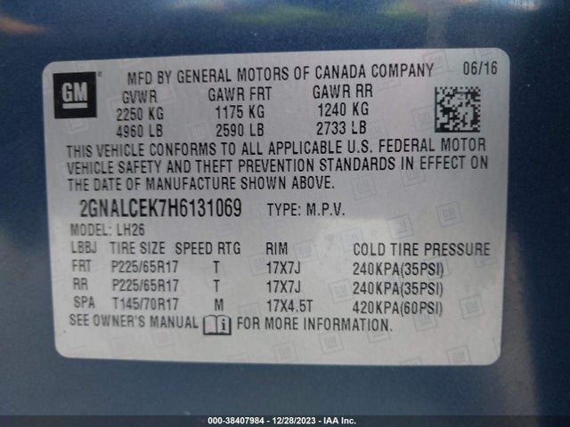 Chevrolet EQUINOX LT 2017 2GNALCEK7H6131069 Image 9