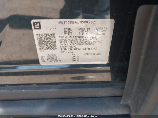 Chevrolet Traverse 1lt 2018 1GNERGKW6JJ103352 Image 9