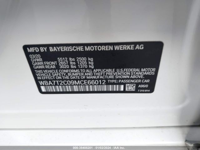 WBA7T2C09MCE66012 BMW 7 Series 740i