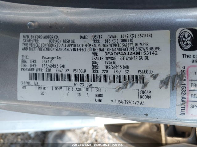 Ford FIESTA S 2019 3FADP4AJ2KM153142 Image 9