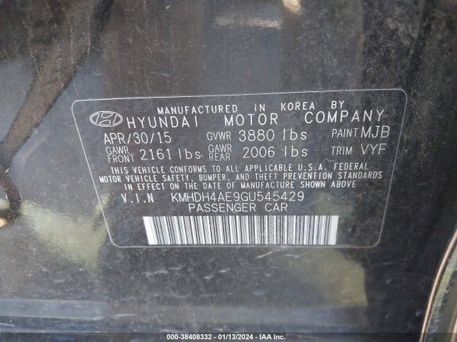 Hyundai ELANTRA SE 2016 KMHDH4AE9GU545429 Image 9