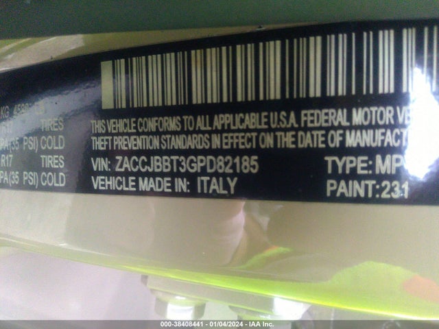 2016 JEEP RENEGADE LATITUDE VIN: ZACCJBBT3GPD82185