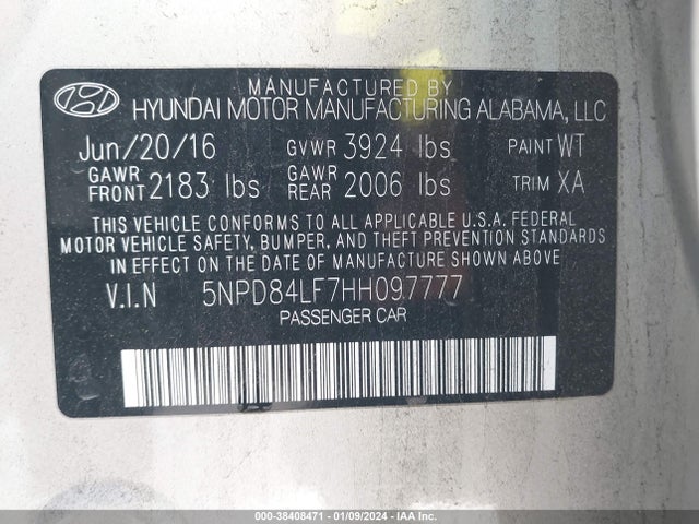 Hyundai ELANTRA SE 2017 5NPD84LF7HH097777 Image 9