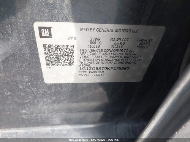 Chevrolet MALIBU RS 2019 1G1ZG5ST0KF175560 Image 9