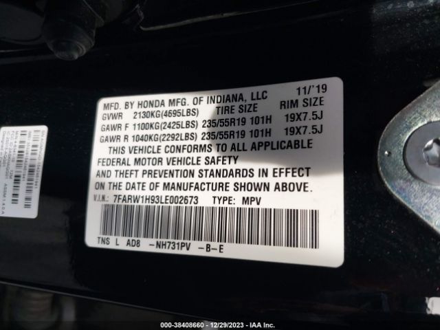 7FARW1H93LE002673 Honda Cr-v 2wd Touring
