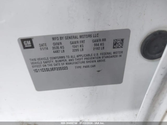 Chevrolet MALIBU 1LT 2014 1G11C5SL9EF205023 Image 9