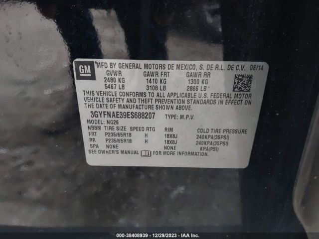 3GYFNAE39ES688207 Cadillac Srx Standard