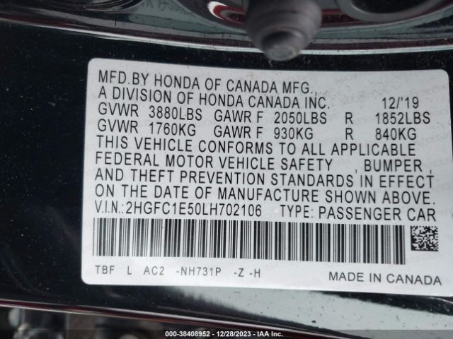 2HGFC1E50LH702106 Honda CIVIC SI SEDAN