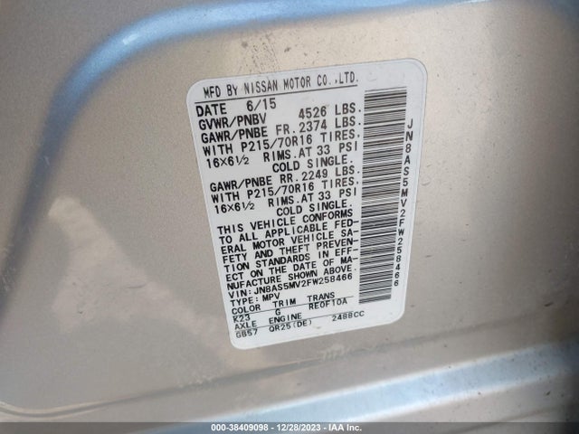 Nissan Rogue Select S 2015 JN8AS5MV2FW258466 Image 9